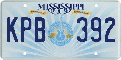 MS license plate KPB392