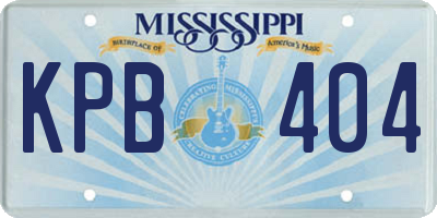 MS license plate KPB404