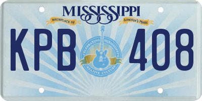 MS license plate KPB408