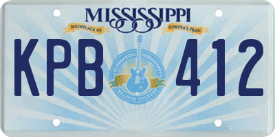 MS license plate KPB412