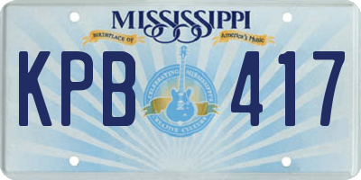 MS license plate KPB417