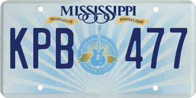 MS license plate KPB477
