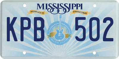 MS license plate KPB502