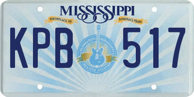 MS license plate KPB517