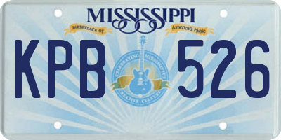 MS license plate KPB526