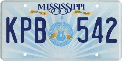 MS license plate KPB542