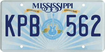 MS license plate KPB562