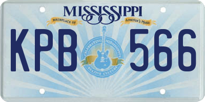 MS license plate KPB566