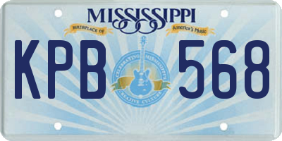 MS license plate KPB568