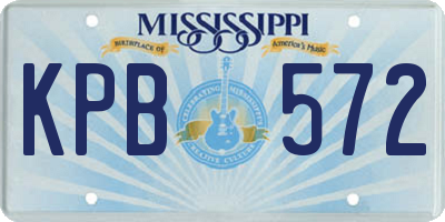 MS license plate KPB572
