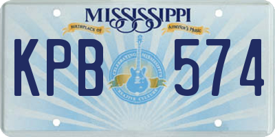 MS license plate KPB574