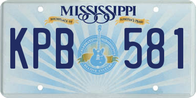 MS license plate KPB581