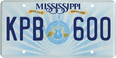 MS license plate KPB600