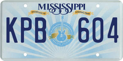 MS license plate KPB604
