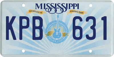 MS license plate KPB631