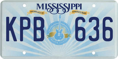 MS license plate KPB636