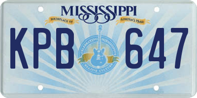 MS license plate KPB647