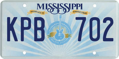 MS license plate KPB702