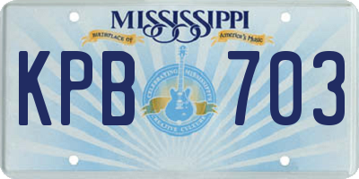 MS license plate KPB703