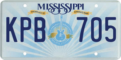 MS license plate KPB705