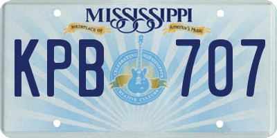 MS license plate KPB707