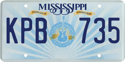 MS license plate KPB735