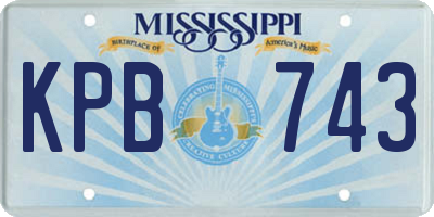MS license plate KPB743