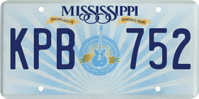 MS license plate KPB752