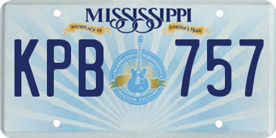 MS license plate KPB757