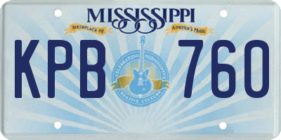 MS license plate KPB760