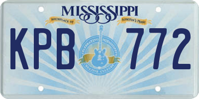 MS license plate KPB772