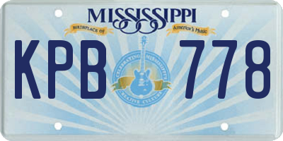 MS license plate KPB778