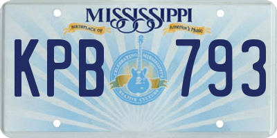 MS license plate KPB793