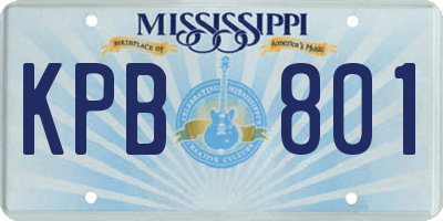 MS license plate KPB801