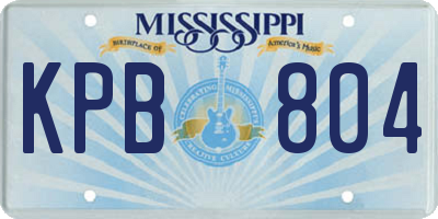 MS license plate KPB804