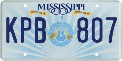 MS license plate KPB807