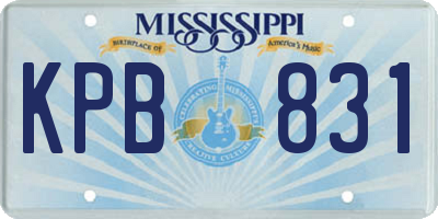 MS license plate KPB831
