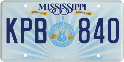 MS license plate KPB840