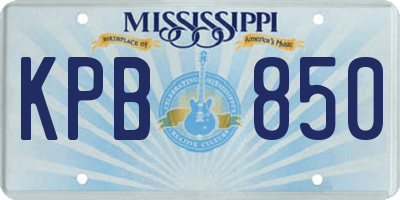 MS license plate KPB850
