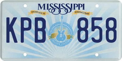 MS license plate KPB858