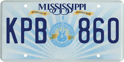 MS license plate KPB860