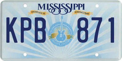 MS license plate KPB871