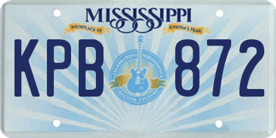 MS license plate KPB872