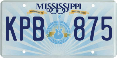 MS license plate KPB875