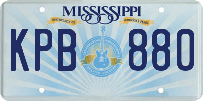 MS license plate KPB880