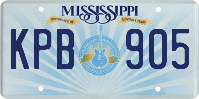 MS license plate KPB905