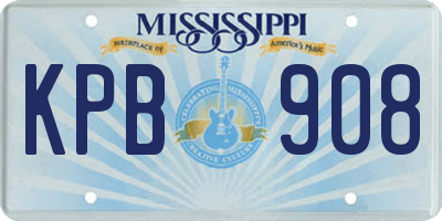 MS license plate KPB908