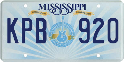 MS license plate KPB920