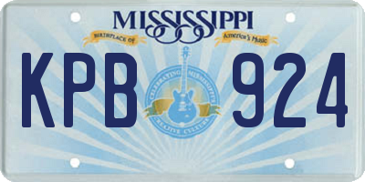 MS license plate KPB924