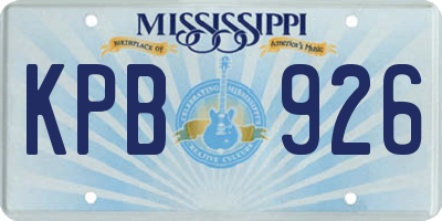 MS license plate KPB926